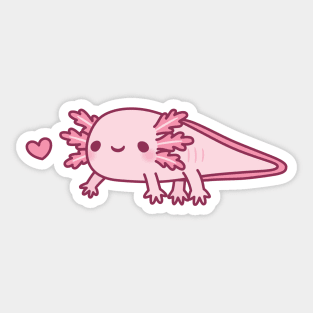 Cute Little Pink Axolotl Doodle Sticker